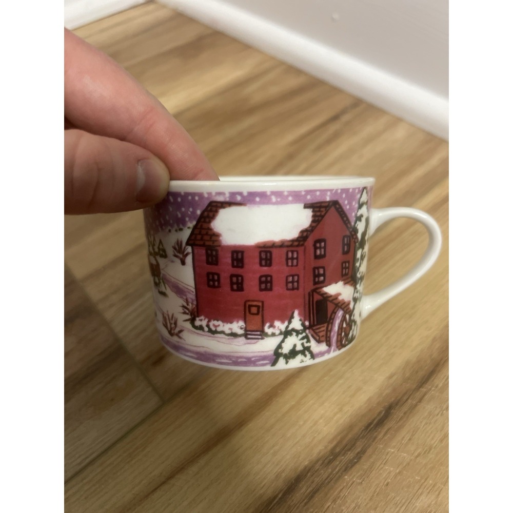 Gibson Hickory Haven Flat Cup Snowy House Holiday Christmas Mug‎